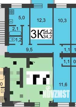 3-к квартира, вторичка, 53м2, 1/6 этаж