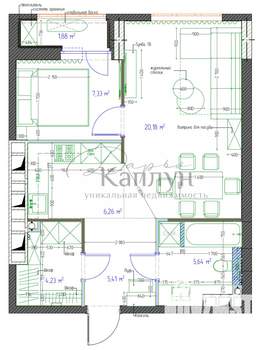1-к квартира, вторичка, 50м2, 4/19 этаж