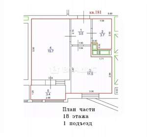 1-к квартира, вторичка, 38м2, 18/25 этаж