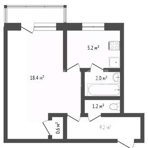 1-к квартира, вторичка, 32м2, 3/6 этаж