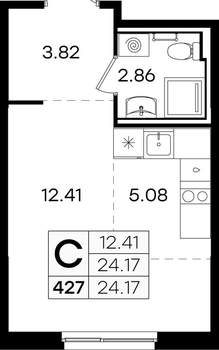 Студия квартира, вторичка, 24м2, 5/9 этаж