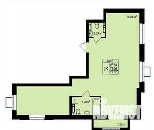 2-к квартира, строящийся дом, 77м2, 8/8 этаж