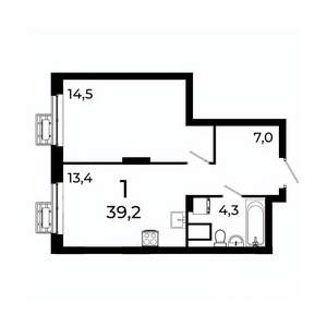 1-к квартира, вторичка, 39м2, 12/19 этаж