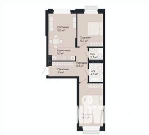 2-к квартира, строящийся дом, 70м2, 1/9 этаж