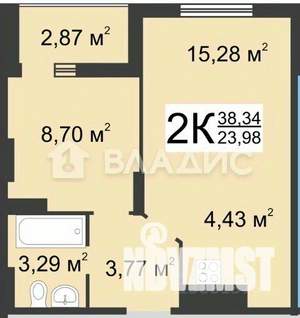 1-к квартира, вторичка, 38м2, 19/19 этаж