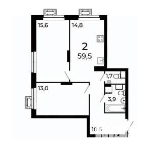 2-к квартира, вторичка, 60м2, 2/19 этаж