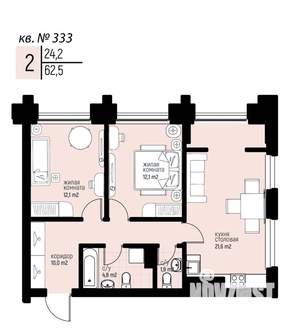 2-к квартира, вторичка, 63м2, 10/20 этаж