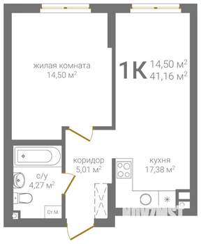 1-к квартира, вторичка, 41м2, 1/19 этаж