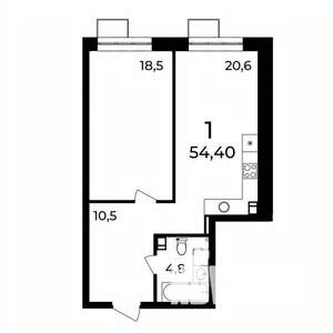 1-к квартира, вторичка, 54м2, 7/9 этаж