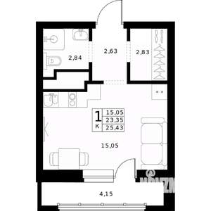 Студия квартира, вторичка, 25м2, 24/24 этаж