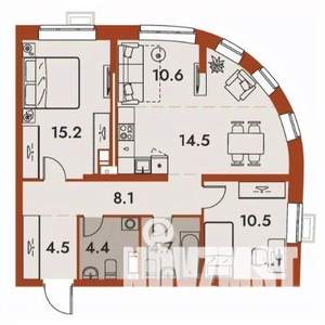3-к квартира, строящийся дом, 73м2, 12/25 этаж
