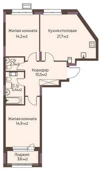 2-к квартира, вторичка, 71м2, 3/12 этаж