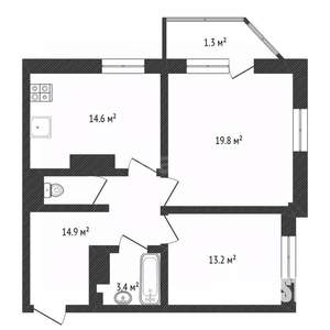 2-к квартира, сданный дом, 68м2, 17/19 этаж