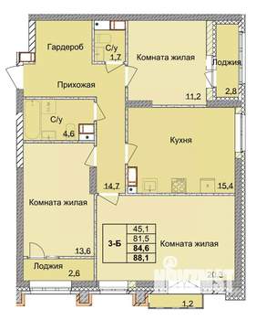 3-к квартира, вторичка, 85м2, 12/18 этаж