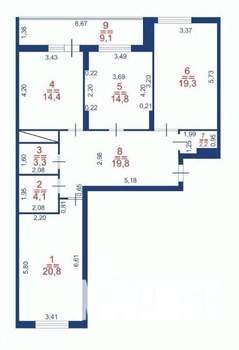 3-к квартира, строящийся дом, 108м2, 20/25 этаж
