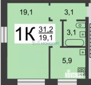1-к квартира, вторичка, 31м2, 5/5 этаж