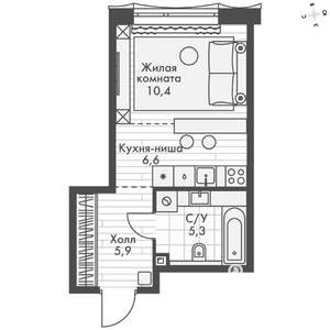 Студия квартира, вторичка, 28м2, 2/16 этаж