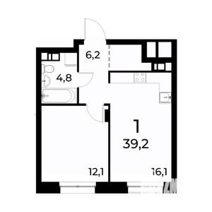 1-к квартира, вторичка, 39м2, 19/20 этаж