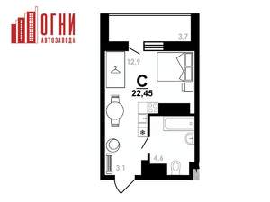 Студия квартира, вторичка, 22м2, 25/25 этаж
