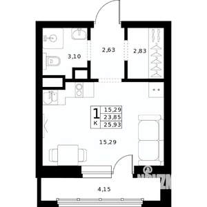Студия квартира, строящийся дом, 26м2, 5/24 этаж