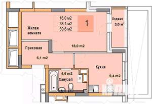 1-к квартира, вторичка, 40м2, 2/25 этаж