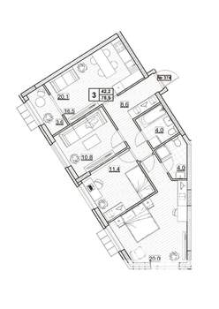3-к квартира, вторичка, 79м2, 21/24 этаж