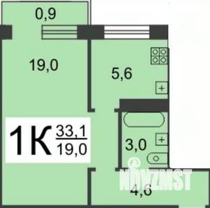 1-к квартира, вторичка, 32м2, 5/5 этаж