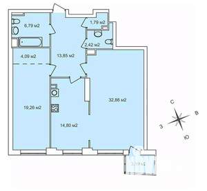2-к квартира, строящийся дом, 97м2, 21/25 этаж