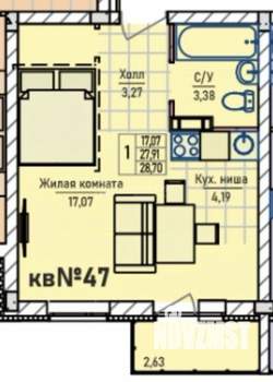 Студия квартира, вторичка, 29м2, 1/4 этаж