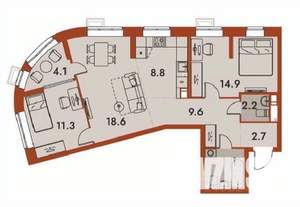 3-к квартира, строящийся дом, 77м2, 11/25 этаж