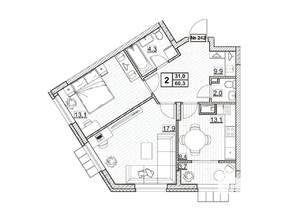 2-к квартира, вторичка, 60м2, 6/24 этаж
