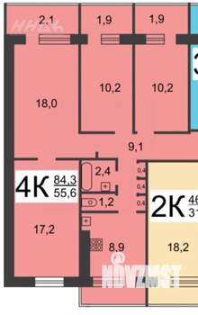 4-к квартира, вторичка, 84м2, 6/9 этаж