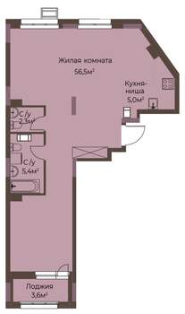 1-к квартира, вторичка, 71м2, 10/12 этаж