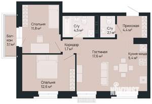 2-к квартира, вторичка, 61м2, 9/9 этаж