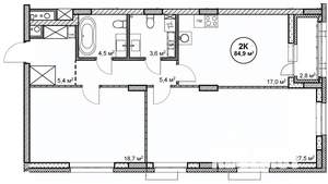 2-к квартира, строящийся дом, 85м2, 11/14 этаж