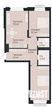 2-к квартира, вторичка, 70м2, 1/9 этаж