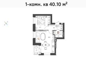 1-к квартира, вторичка, 40м2, 4/4 этаж