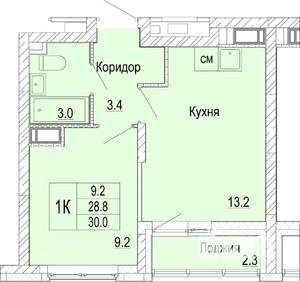 1-к квартира, вторичка, 30м2, 19/25 этаж