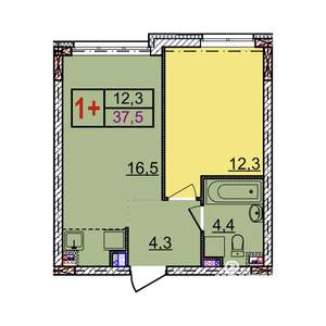 1-к квартира, вторичка, 38м2, 3/18 этаж