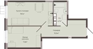 1-к квартира, строящийся дом, 45м2, 2/8 этаж