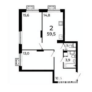2-к квартира, вторичка, 59м2, 17/19 этаж