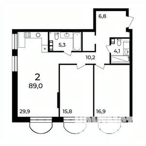 2-к квартира, вторичка, 89м2, 3/9 этаж