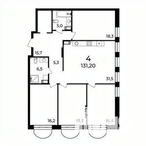 4-к квартира, вторичка, 131м2, 5/9 этаж