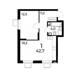 1-к квартира, вторичка, 43м2, 2/15 этаж