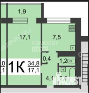 1-к квартира, вторичка, 33м2, 4/9 этаж