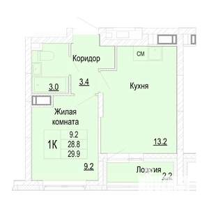 1-к квартира, вторичка, 30м2, 18/25 этаж