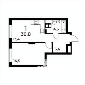 1-к квартира, вторичка, 39м2, 2/19 этаж