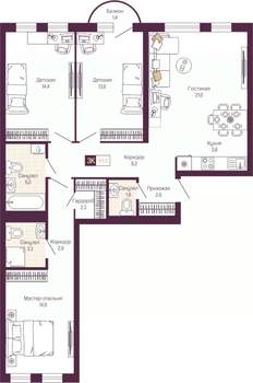 3-к квартира, вторичка, 94м2, 3/11 этаж