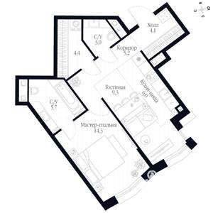 2-к квартира, вторичка, 52м2, 2/20 этаж