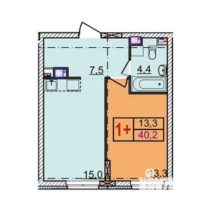 1-к квартира, вторичка, 40м2, 6/18 этаж